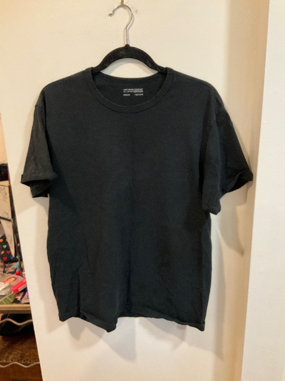 EUC Lady White Company Black Cotton T-Shirt Size Medium